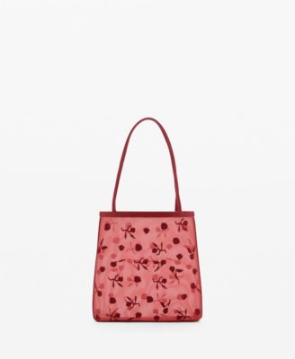 MANGO - Women's Flower-Embroidered Mesh Bag