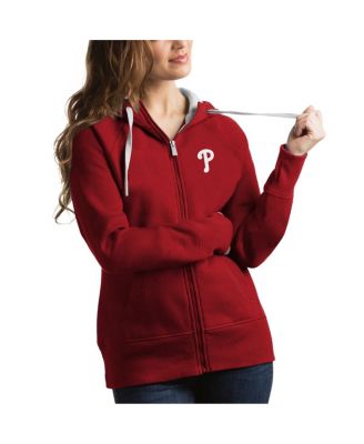 Antigua - Women's Red Philadelphia Phillies Victory Full-Zip Hoodie