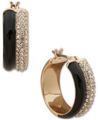 KARL LAGERFELD PARIS - Gold-Tone Small Pav&eacute; & Color Double-Row Hoop Earrings, 0.7"