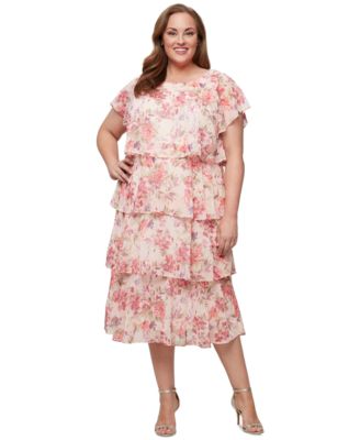 SL Fashions - Plus Size Floral-Print Tiered Dress