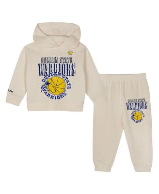 Mitchell & Ness - Toddler  Cream Golden State Warriors Hang Time Oversized Pullover Hoodie Pants Set