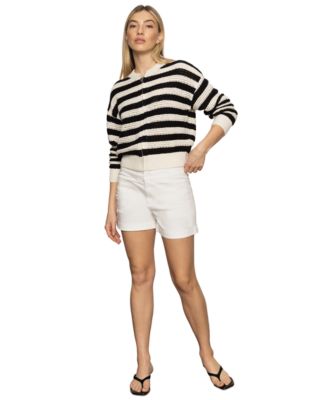 Sanctuary - Women's Cotton Stripe Open-Knit Bomber Jacket