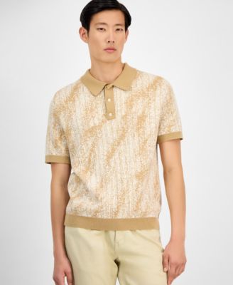 Alfani - Men's Sand-Pattern Sweater Polo Shirt