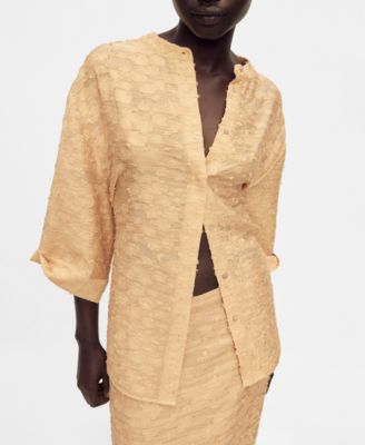 MANGO - Women's Textured Oversize Shirt