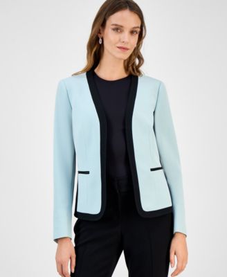Kasper - Women's Contrast-Trim Open-Front Blazer