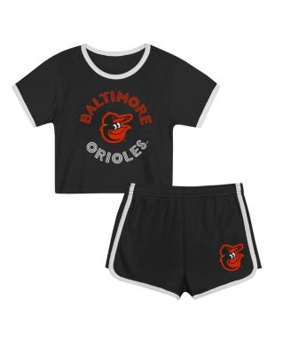 Outerstuff - Toddler Black Baltimore Orioles Double Run T-Shirt Shorts Set
