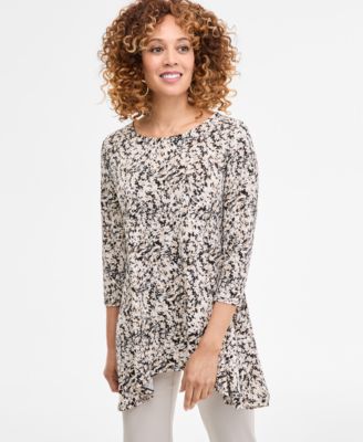JM Collection - Women's Printed Handkerchief-Hem Top, Exclusively at Macy's