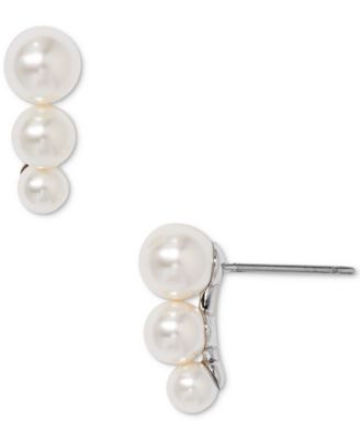 Eliot Danori - Silver-Tone Imitation Pearl Maisie Graduated Stud Earrings