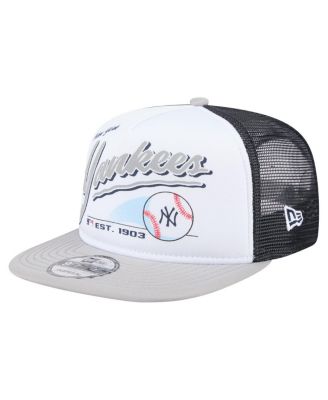 New Era - Men's White/Gray New York Yankees Retro Script Trucker 9FIFTY Snapback Hat