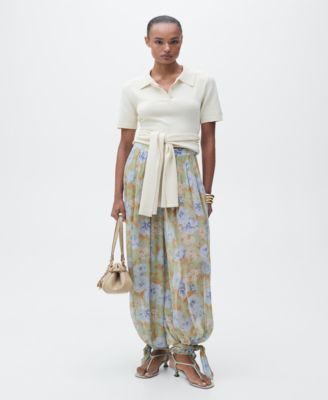 MANGO - Women's Floral Balloon Trousers