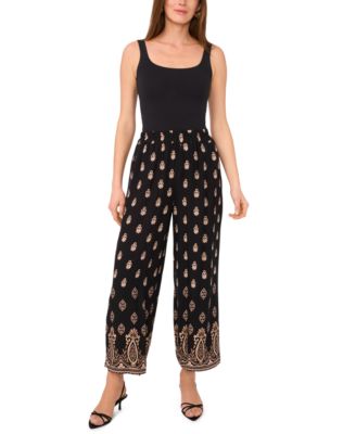 Vince Camuto - Women's Border-Print Wide-Leg Pull-On Pants