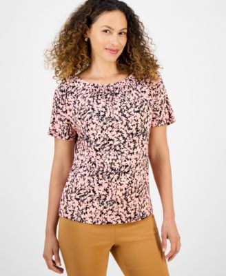 JM Collection - Petite Abigail Abstract-Print Top
