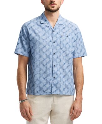 Buffalo David Bitton - Men's Sonix Relaxed Fit Short Sleeve Wave Print Button-Front Camp Shirt
