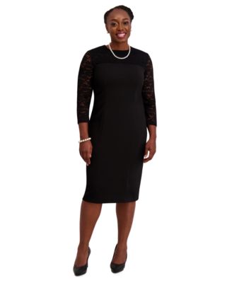 Kasper - Women's Lace-Sleeve Sheath Dress, Regular & Plus Sizes