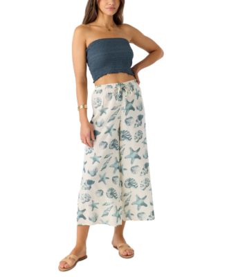 O'Neill - Juniors' Murrie Seashell-Print Flowy Cropped Pants