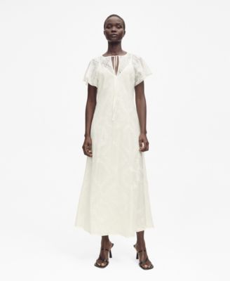 MANGO - Women's Openwork Details Embroidered Dress