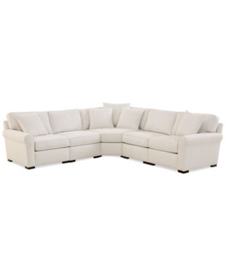 Furniture - Radley Roll Arm 115" 5-Pc. Fabric L Sectional with Wedge