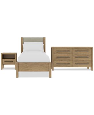 Furniture - Davie 3-Pc. Twin Set (Upholstered Bed, Dresser & 1-Drawer Nightstand) Brand Name