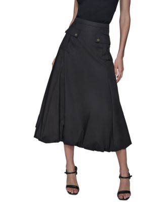 KARL LAGERFELD PARIS - Women's Pocket-Front Cotton Midi Bubble Skirt
