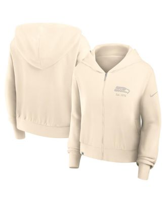 Nike - Women's Cream Seattle Seahawks Glory Cropped Full-Zip Hoodie