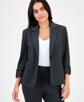 AK Anne Klein - Petite Notch-Collar One-Button Blazer