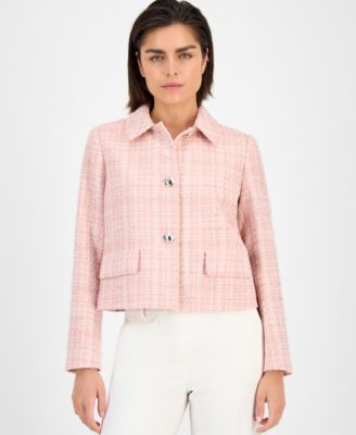 Anne Klein - Women's Cropped Button-Front Collared Jacket