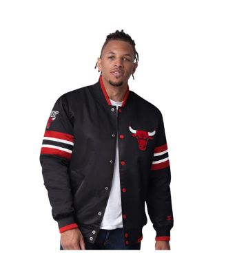 Starter - Men's Black Chicago Bulls Scout Varsity Satin Full-Snap Jacket