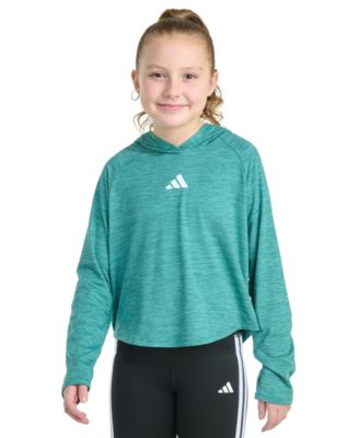adidas - Big Girls Long-Sleeve Hooded M&eacute;lange Top