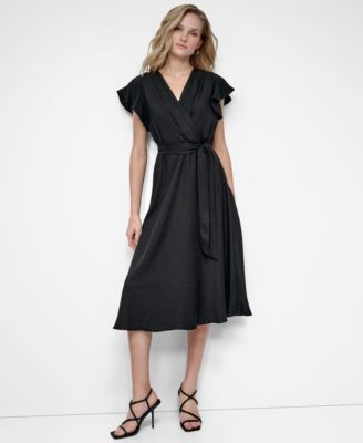 DKNY - Women's Flutter-Sleeve Midi Dress