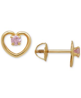 Macy's - Cubic Zirconia Open Heart Screwback Stud Earrings