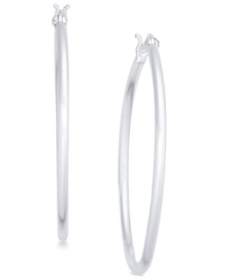 Macy's - Skinny Hoop Earrings in Sterling Silver
