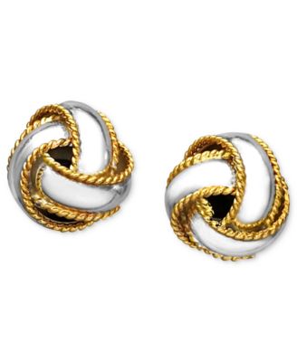 Macy's - 24k Gold over Sterling Silver Earrings, Love Knot Stud Earrings