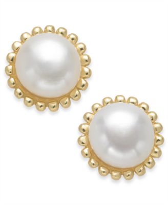 Macy's - Freshwater Pearl (5mm) Stud Earrings in 18k Gold-Plated Sterling Silver