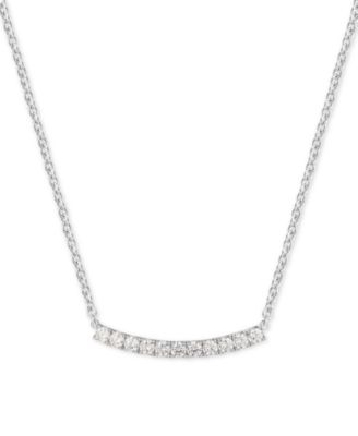 Macy's - Cubic Zirconia Curved Bar 18" Pendant Necklace in Sterling Silver