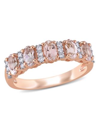 Macy's - Morganite (1 ct. t.w.) and Diamond (1/6 ct. t.w.) Semi Eternity Ring in 14k Rose Gold