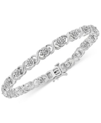 Macy's - Diamond Link Bracelet (1/4 ct. t.w.) in Sterling Silver or 14k Yellow Gold Over Sterling Silver