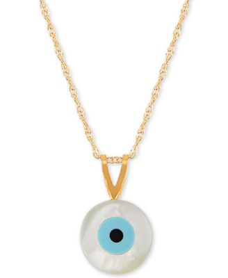 Macy's - Mother-of-Pearl & Enamel Evil Eye 18" Pendant Necklace in 10k Gold