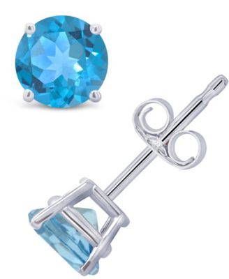Macy's - Swiss Blue Topaz (1-1/8 ct. t.w.) Stud Earrings in 14K Gold