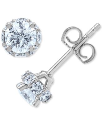 Macy's - Diamond (1 ct. t.w.) Halo Stud Earrings in 14K White, Yellow or Rose Gold