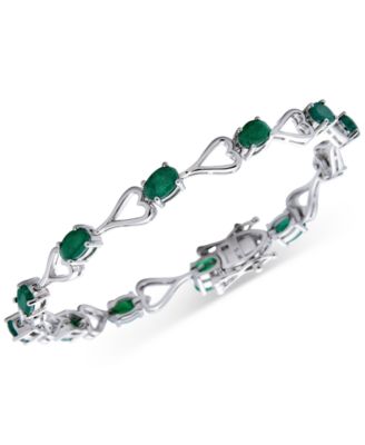 Macy's - Emerald Heart Link Bracelet (6 ct. t.w.) in Sterling Silver (Also in Ruby, Sapphire & Tanzanite)