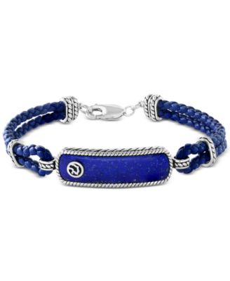 EFFY Collection - Men's Lapis Lazuli Leather Cord Bracelet in Sterling Silver