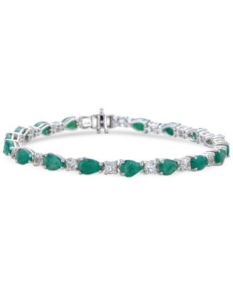 Macy's - Emerald (10 ct. t.w.) & White Sapphire (2 ct. t.w.) Tennis Bracelet in Sterling Silver (Also in Tanzanite & Sapphire)