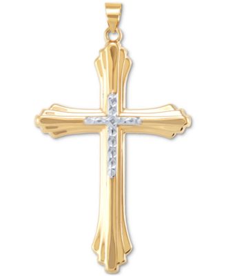 Macy's - Large Two-Tone Cross Pendant in 10k Gold