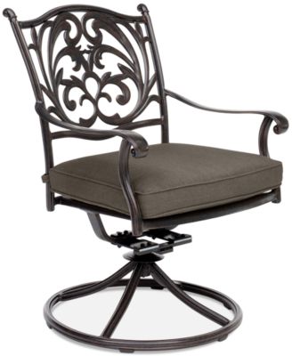 Agio - Set of 4 Chateau Aluminum Outdoor Dining Swivel Rockers with Outdoor Cushion, Created for Macy's