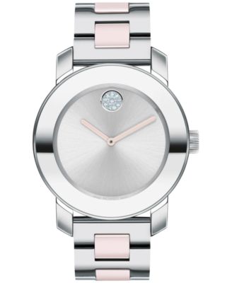 Movado - Women's Swiss Bold Blush Ceramic & Stainless Steel Bracelet Watch 36mm