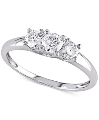 Macy's - Diamond Three Stone Engagement Ring (1/2 ct. t.w.) in 14k White Gold