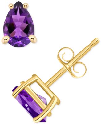 Macy's - Amethyst Pear Stud Earrings (3/4 ct. t.w.) in 14k Gold