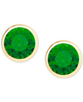 Macy's - Amethyst Bezel Stud Earrings (3/4 ct. t.w.) in 14k Gold-Plated Sterling Silver (Also in Green Quartz, Peridot, Citrine, Blue Topaz, & Garnet)