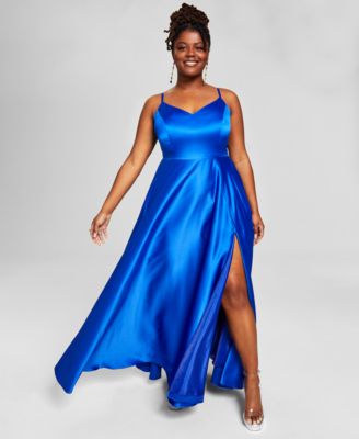 B Darlin - Trendy Plus Size Satin Sleeveless Gown