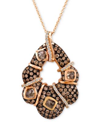 Le Vian - Chocolate Diamond (2-3/4 ct. t.w.) & Vanilla Diamond (1/6 ct. t.w.) Abstract Curvy 18" Pendant Necklace in 14k Rose Gold
